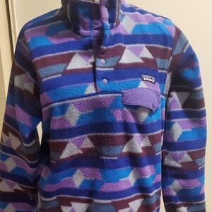 Patagonia Women's Blue and Purple Pullover Sweater